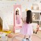 Costway Kids Jewelry Cabinet with Full-Length Mirror Drawer 2 Adjustable Tilt Angles White/Pink